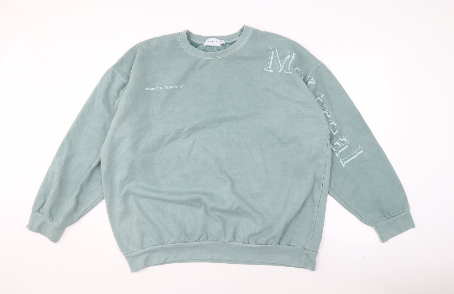 Topman Men's Green Pullover Sweatshirt, Size L