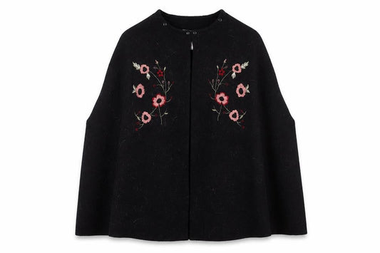 Womens UK Size 10 Afibel Black Cape Jumper