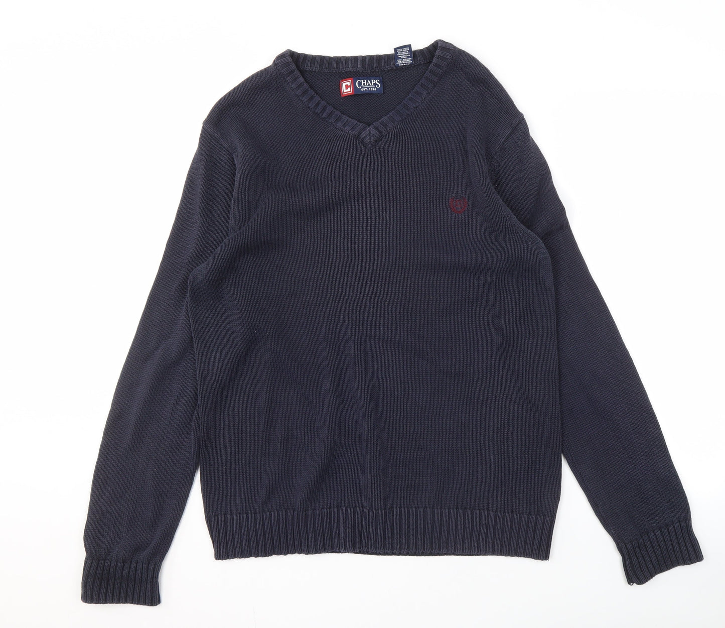 Chaps Men's Blue V-Neck Pullover Jumper M