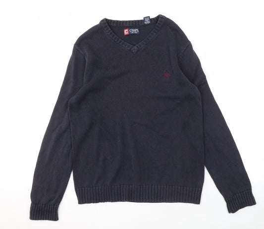 Chaps Men's Blue V-Neck Pullover Jumper M