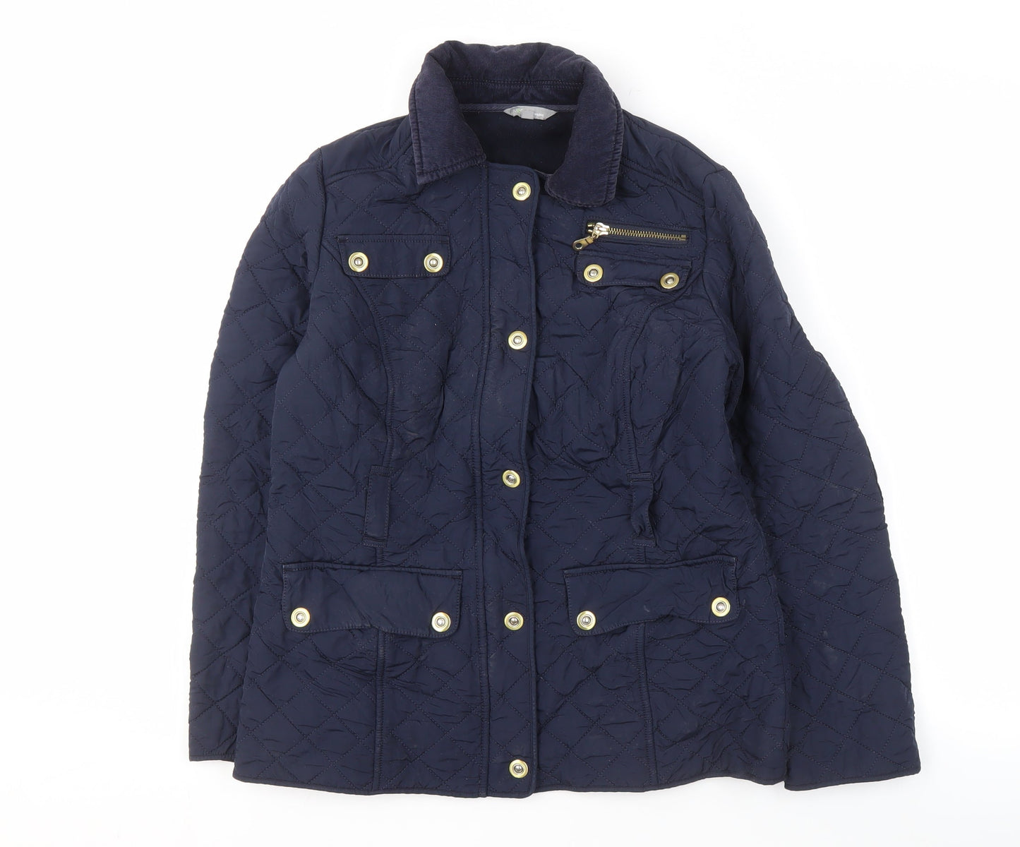 Womens UK Size 10 Marks and Spencer Blue Quilted Coat