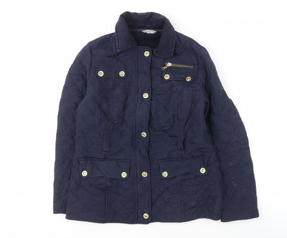 Womens UK Size 10 Marks and Spencer Blue Quilted Coat