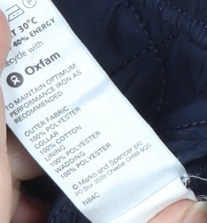 Womens UK Size 10 Marks and Spencer Blue Quilted Coat