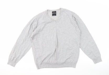 Next Men's Grey V-Neck Jumper, Size M
