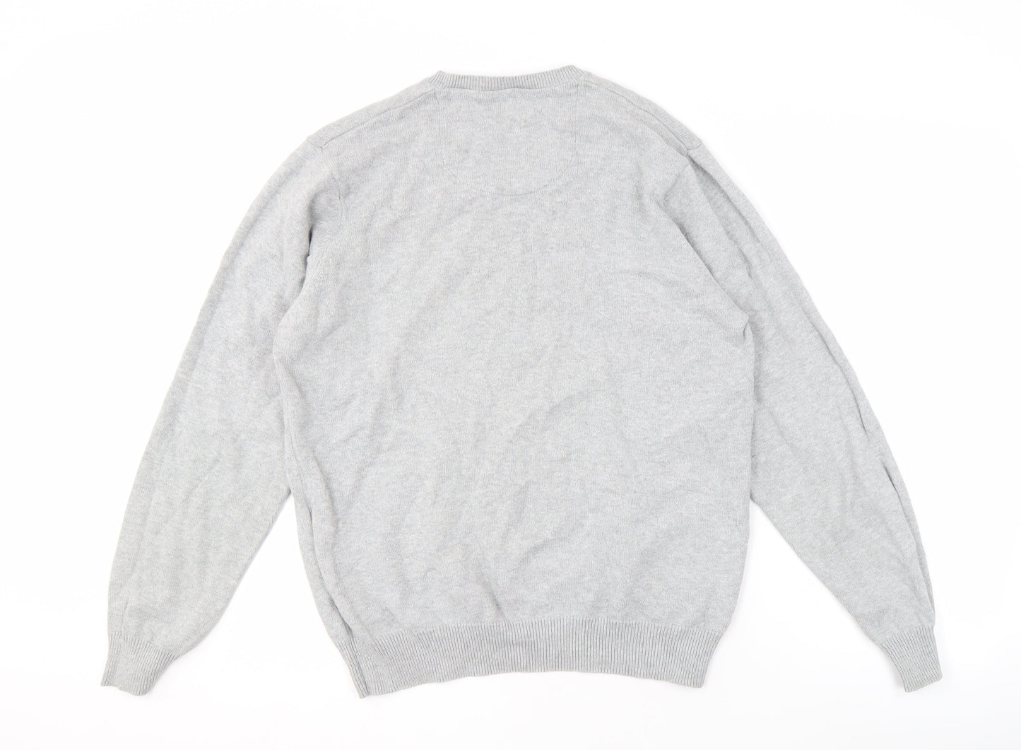 Marks and Spencer Men’s Grey V-Neck Cotton Pullover Jumper