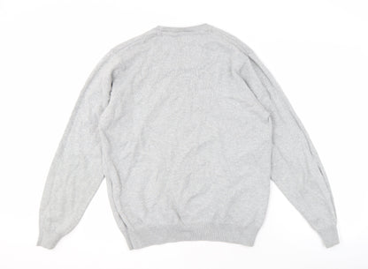 Marks and Spencer Men’s Grey V-Neck Cotton Pullover Jumper