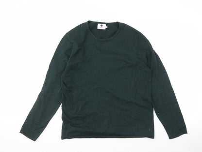 NNO7 Men's Green Crew Neck Pullover Jumper - L