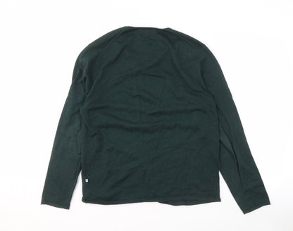 NNO7 Men's Green Crew Neck Pullover Jumper - L