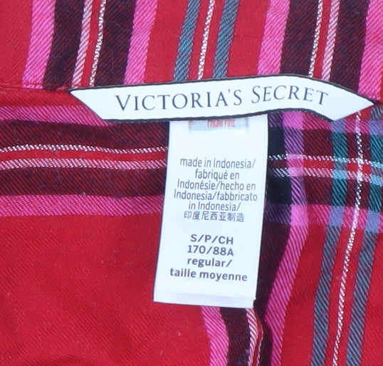 Victoria's Secret Women's Red Plaid Pyjama Top M