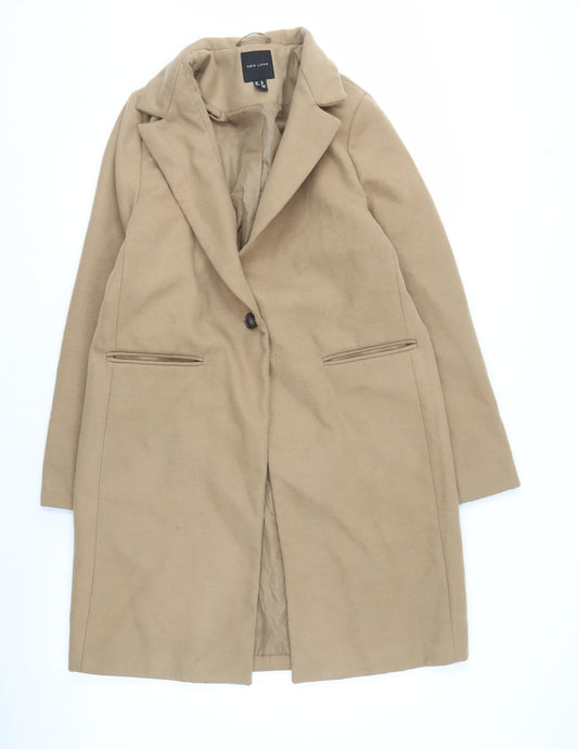 New Look Women's Beige Long Overcoat Size 12