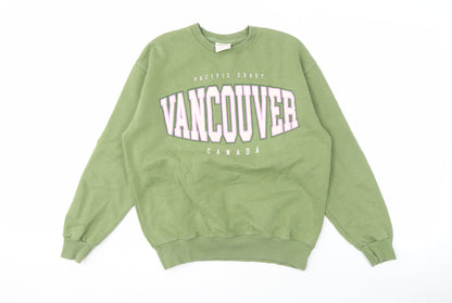Unisex Adults UK Size XS Pull & Bear Green Pullover Sweatshirt