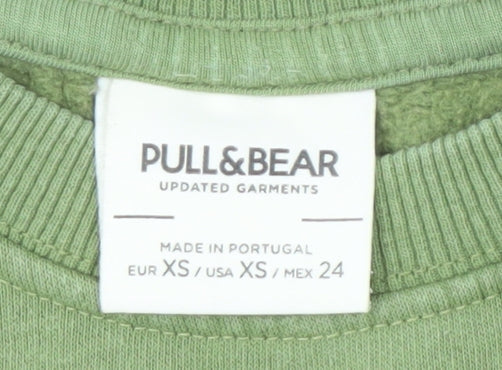 Unisex Adults UK Size XS Pull & Bear Green Pullover Sweatshirt