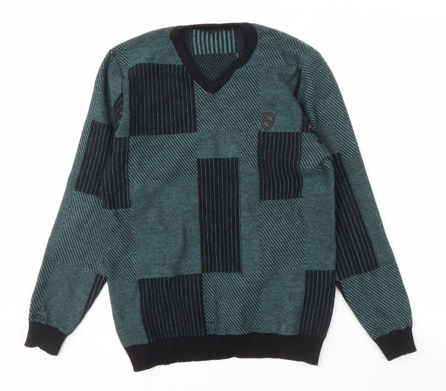 Ozoo Men's Green V-Neck Pullover Jumper Size S