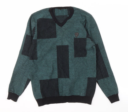 Ozoo Men's Green V-Neck Pullover Jumper Size S