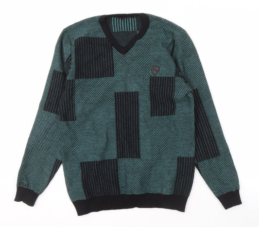 Ozoo Men's Green V-Neck Pullover Jumper Size S