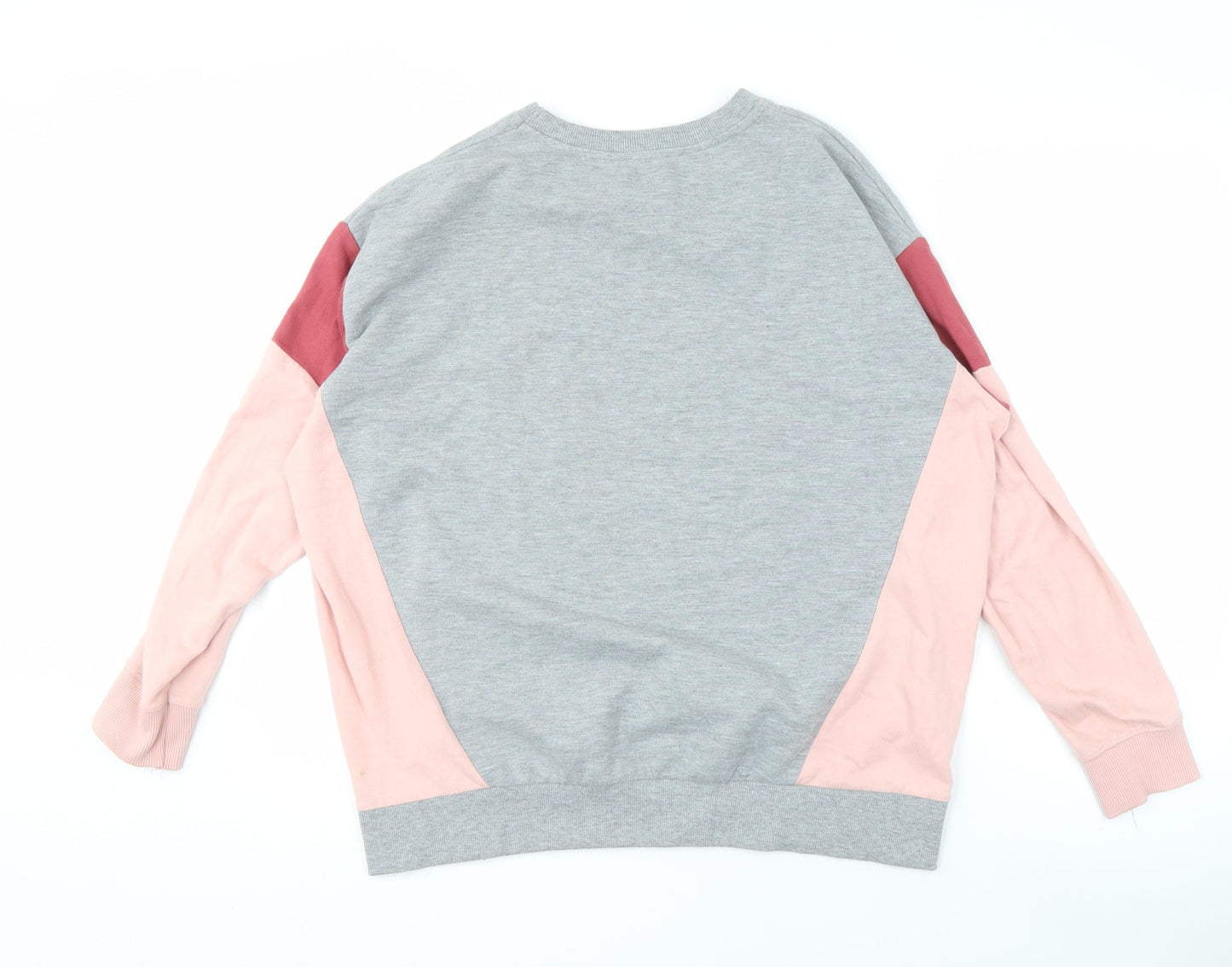 New Look Women's Grey Pink Colourblock Pullover Sweatshirt S