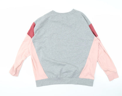 New Look Women's Grey Pink Colourblock Pullover Sweatshirt S