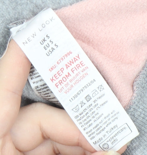 New Look Women's Grey Pink Colourblock Pullover Sweatshirt S