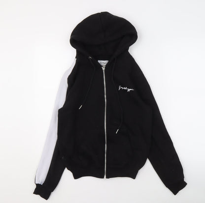 Justhype Women's Black Full Zip Hoodie, Size 4