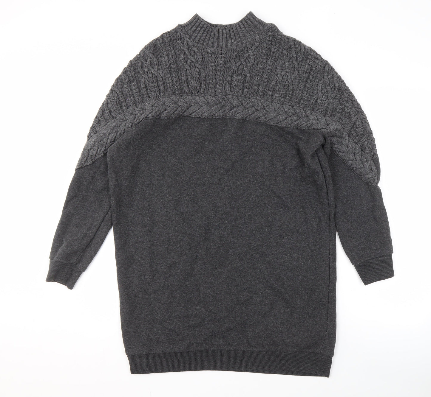 River Island Men's Grey High Neck Cable-Knit Jumper M