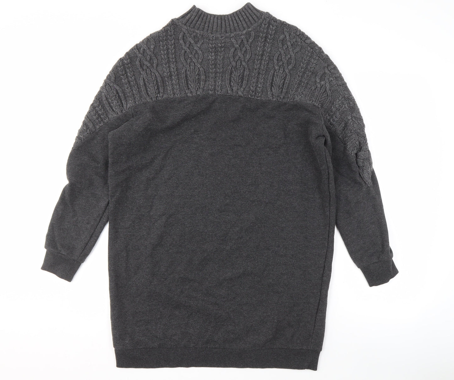 River Island Men's Grey High Neck Cable-Knit Jumper M