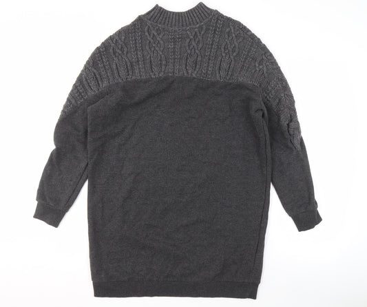 River Island Men's Grey High Neck Cable-Knit Jumper M