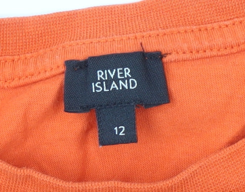Womens UK Size 12 River Island Orange Cropped T-Shirt