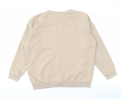 Boohoo Women's Beige Logo Sweatshirt XS Pullover Casual