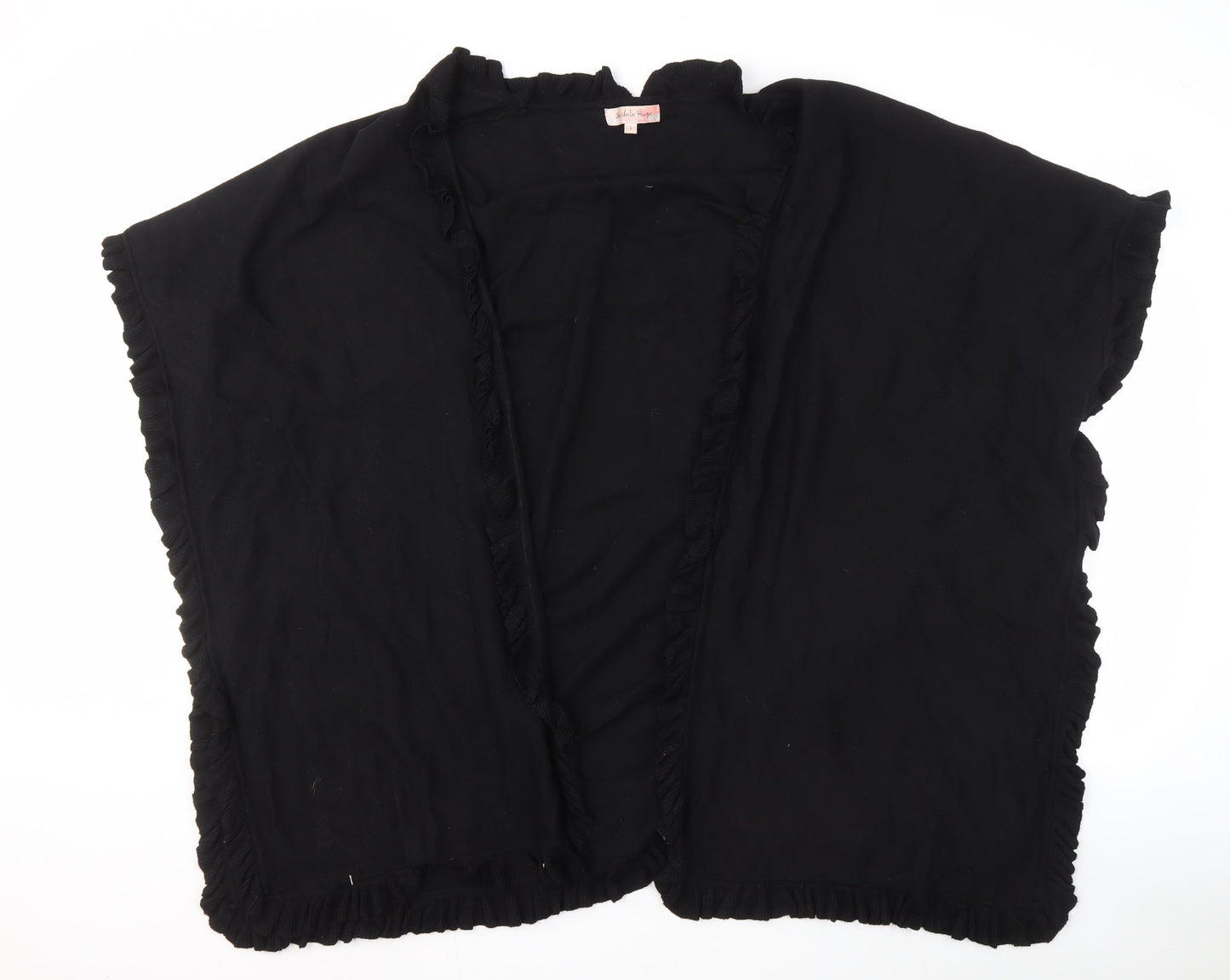 Michele Hope Women's Black Ruffle Open Front Cardigan S