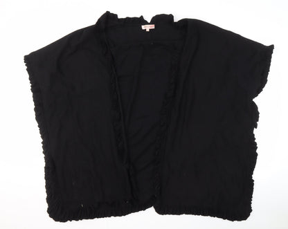 Michele Hope Women's Black Ruffle Open Front Cardigan S