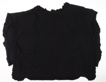 Michele Hope Women's Black Ruffle Open Front Cardigan S