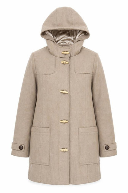 Blend Women's Beige XS Hooded Wool Duffle Coat