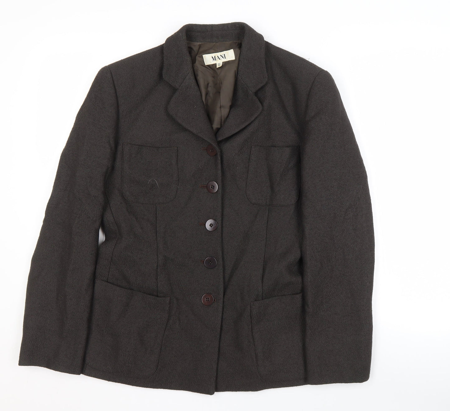 Mani Women's Brown Blazer, UK 14, Notch Lapel, Four-Button