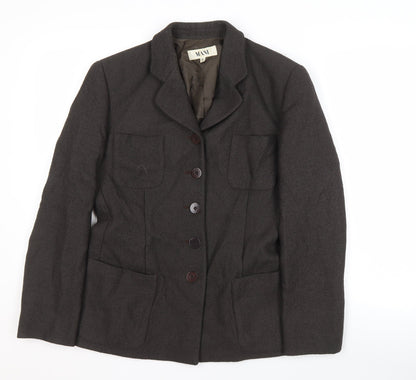 Mani Women's Brown Blazer, UK 14, Notch Lapel, Four-Button