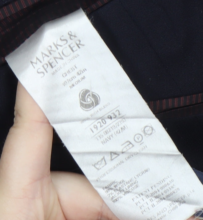Mens UK Size 42 Marks and Spencer Regular Blue Suit Jacket