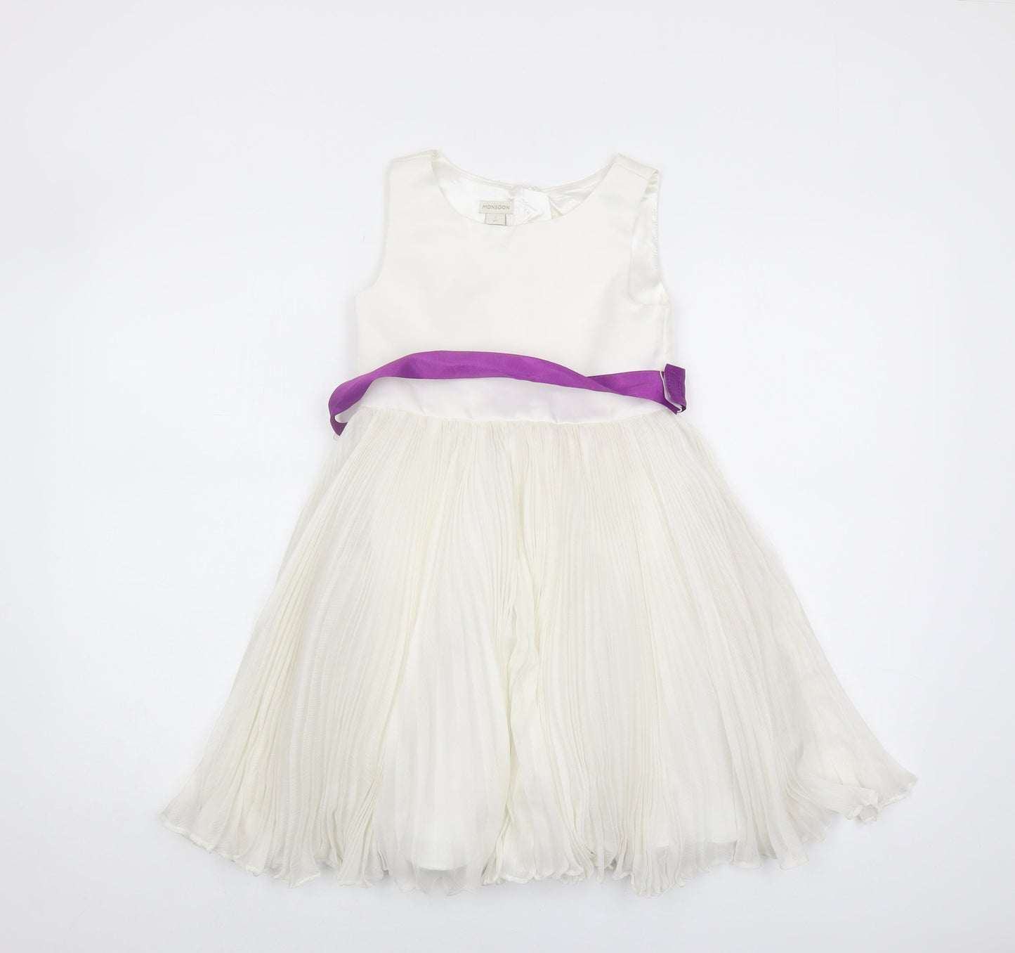 Monsoon Girls Ivory Dress, Size 7, Sleeveless, Polyester