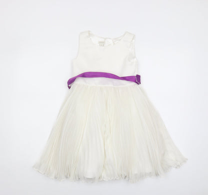 Monsoon Girls Ivory Dress, Size 7, Sleeveless, Polyester