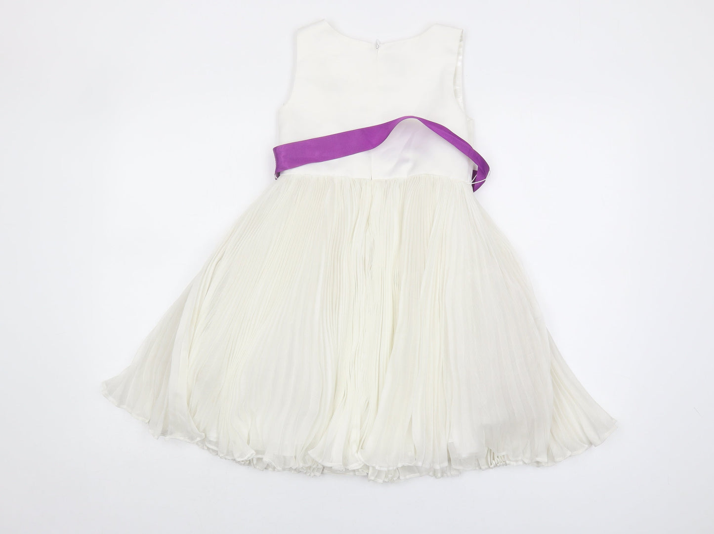 Monsoon Girls Ivory Dress, Size 7, Sleeveless, Polyester