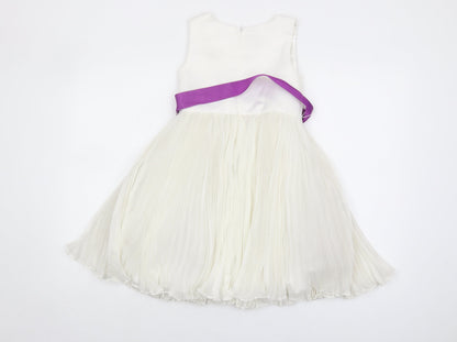 Monsoon Girls Ivory Dress, Size 7, Sleeveless, Polyester