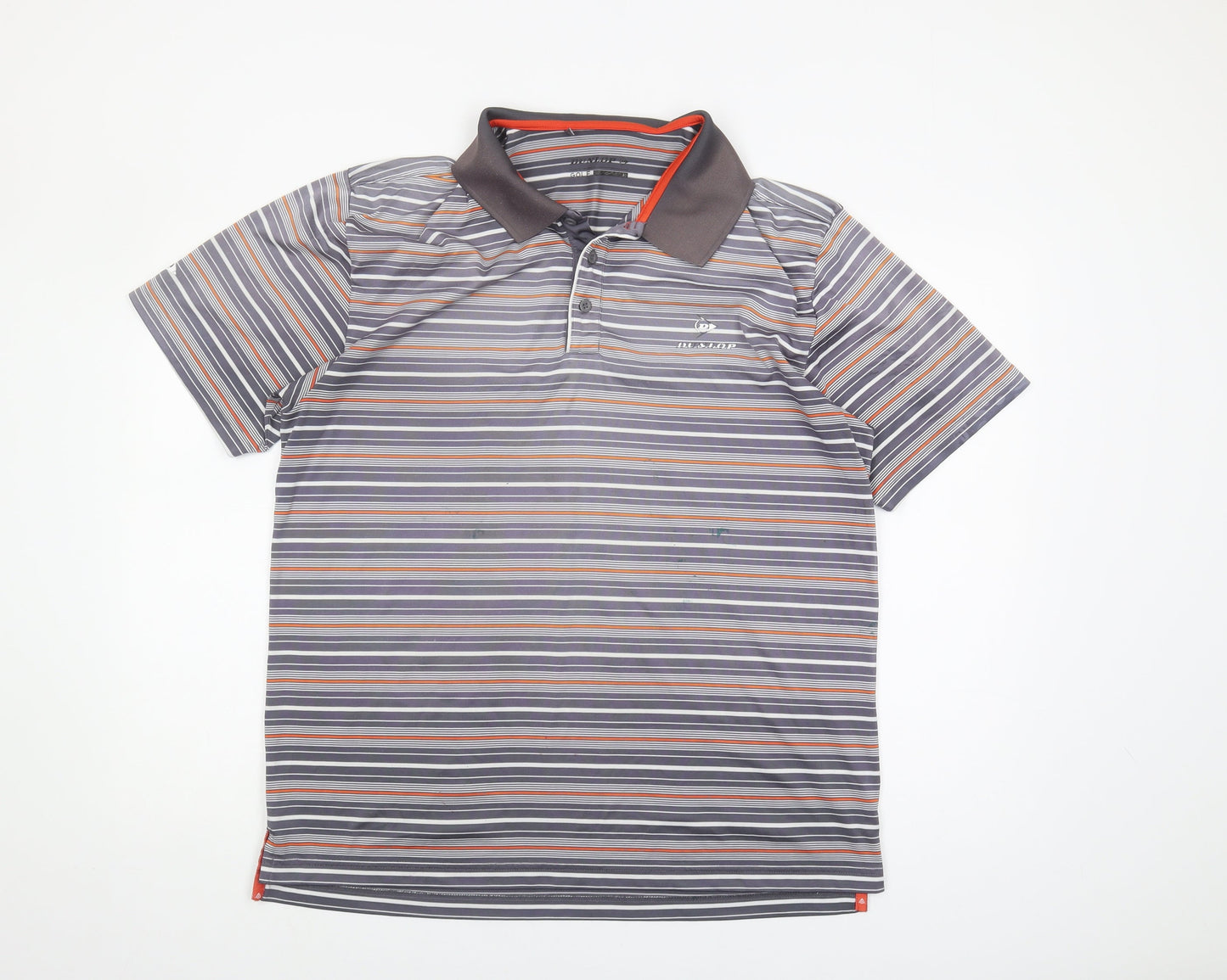 Dunlop Men's Grey Striped Golf Polo Shirt