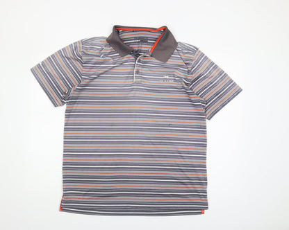 Dunlop Men's Grey Striped Golf Polo Shirt