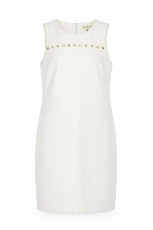 Front view of Michael Kors Ivory Sleeveless Women's Dress