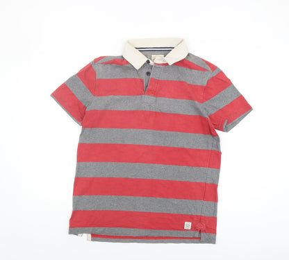 Fat Face Men's Red & Grey Polo, M, Striped Classic