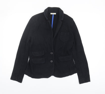 Whistles Women's Black Cotton Blazer Size 10 Classic Fit