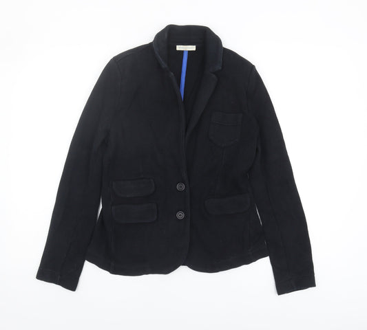 Whistles Women's Black Cotton Blazer Size 10 Classic Fit