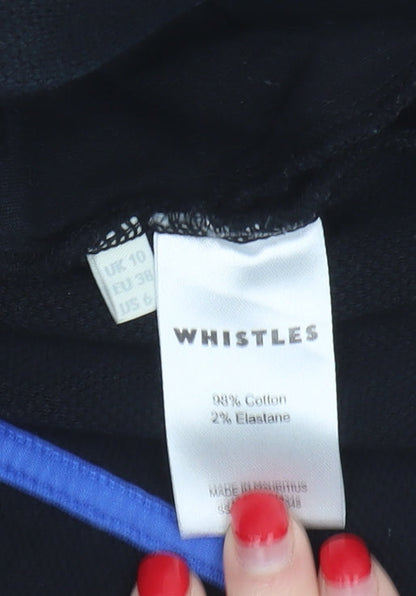 Whistles Women's Black Cotton Blazer Size 10 Classic Fit