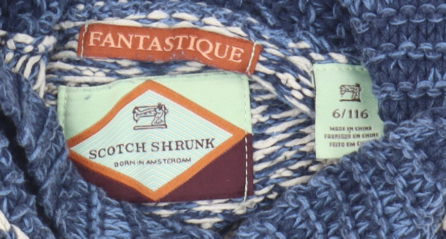 Scotch Shrunk Boys Blue Geometric Pullover Jumper 6 Years