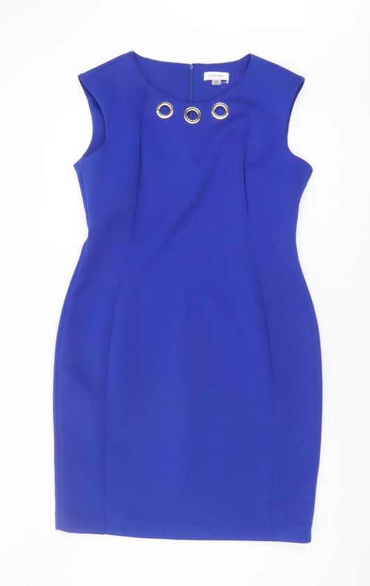 Calvin Klein Women's Blue Sheath Dress Size 14