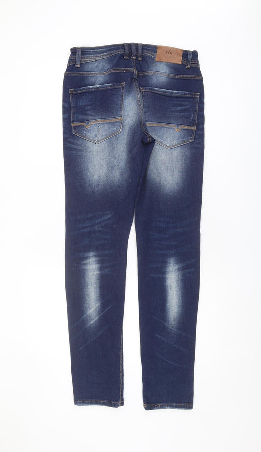 Voi Men's Blue Slim Fit Distressed Skinny Jeans