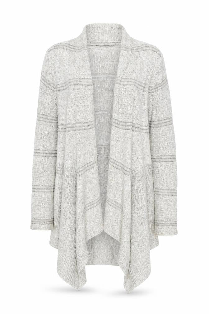 ESPRIT Women's Beige Open Front Cardigan M Striped